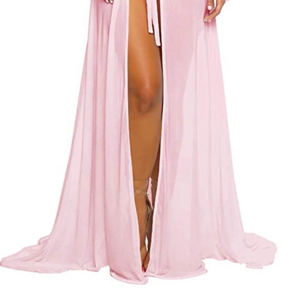 Old Hollywood duster long robe sophisticated classy boudoir lingerie cover up - Picture 2 of 4